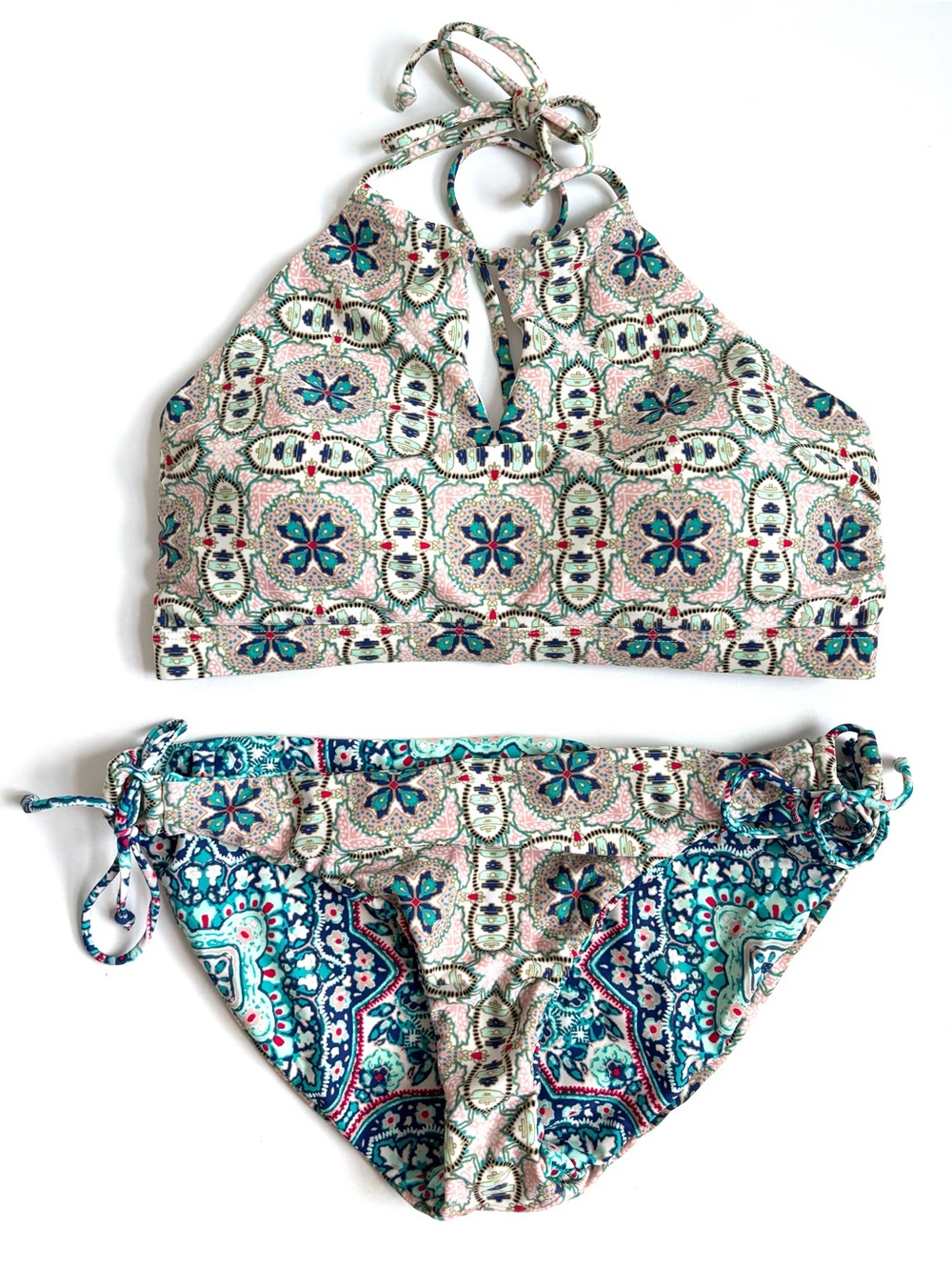 Athleta Monaco Bikini Set High Neck Halter Top Reversible Notsostring Bottom